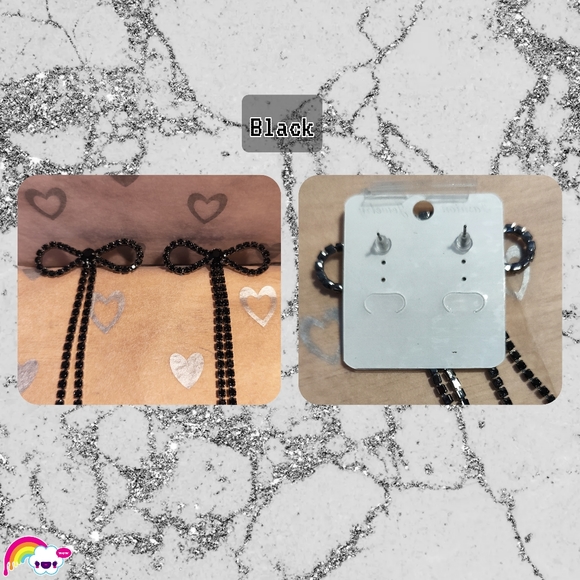 🌈Long Ribbon Rhinestone Earrings - Picture 5 of 7